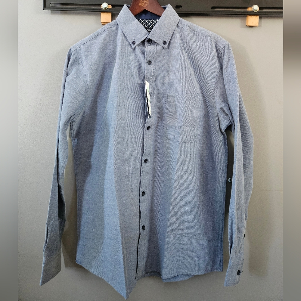 Men's Blue Button-Up Shirt
